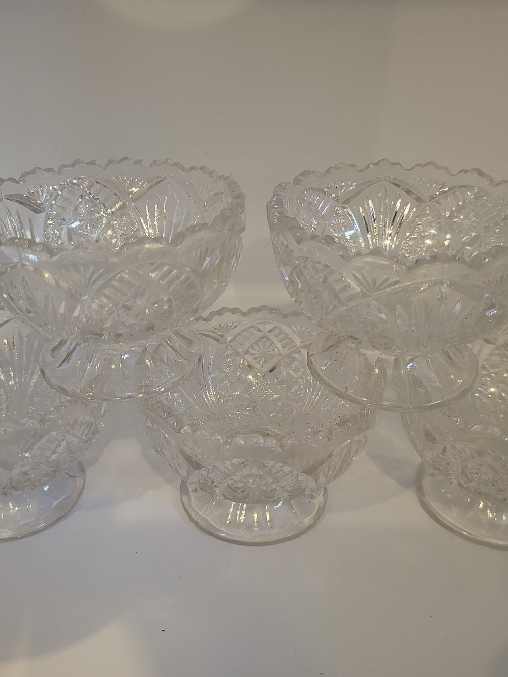 Set of Clear Cut Glass Dessert Cups